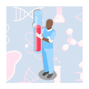 Illustration of a person holding a test tube